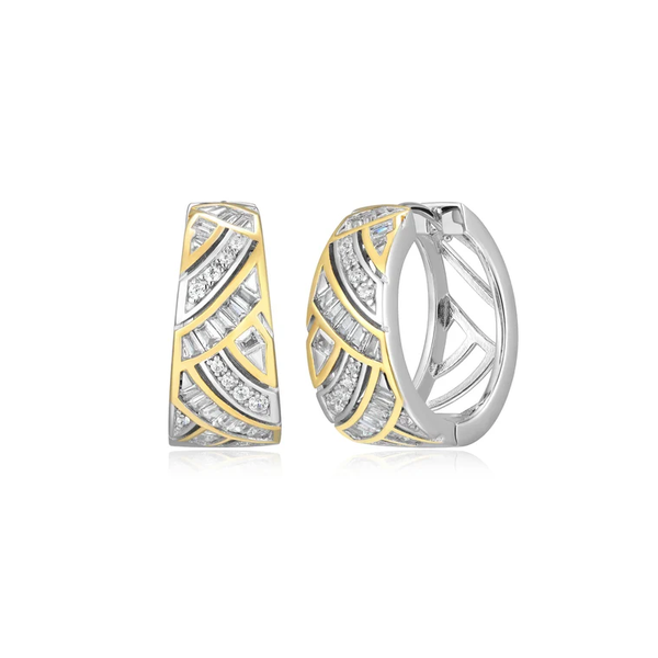 Two-Tone Baguette CZ Hoop Earrings Baxter's Fine Jewelry Warwick, RI