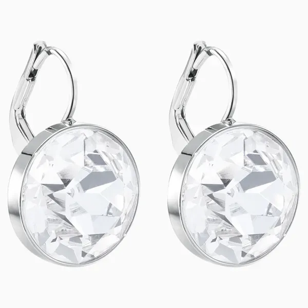 Bella Pierced Earrings, White, Rhodium Plating thumb image 2