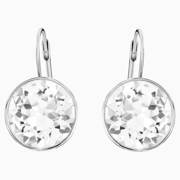Bella Pierced Earrings, White, Rhodium Plating thumb image 1