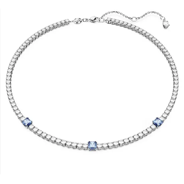 Matrix Tennis necklace Mixed cuts, Blue, Rhodium plated Baxter's Fine Jewelry Warwick, RI