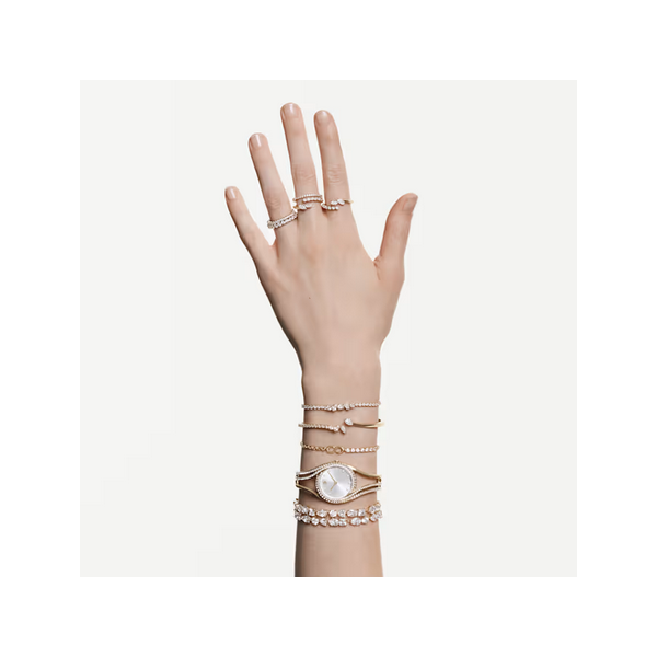 Mesmera Gold Tone CZ Cuff Bangle Image 2 Baxter's Fine Jewelry Warwick, RI