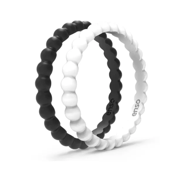 Beaded Stackables White/Obsidian Ring Baxter's Fine Jewelry Warwick, RI