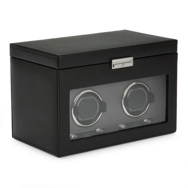 Double Watch Winder with Storage - Black thumb image 2