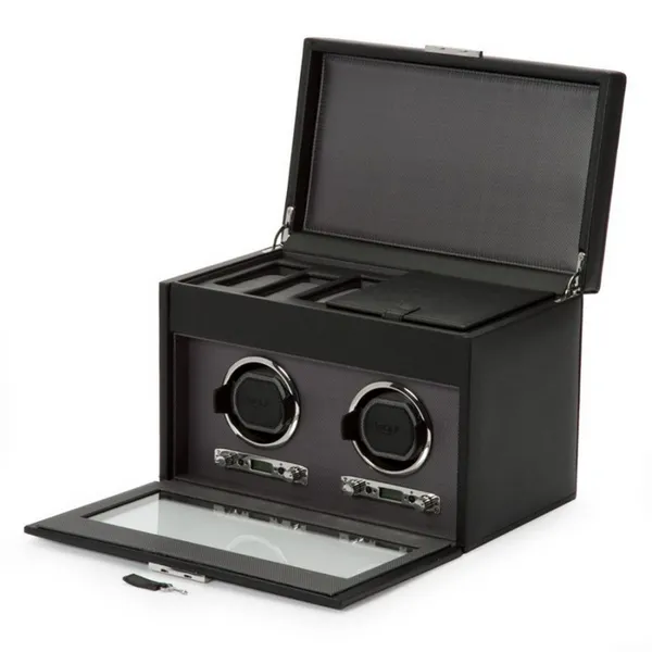 Double Watch Winder with Storage - Black thumb image 3