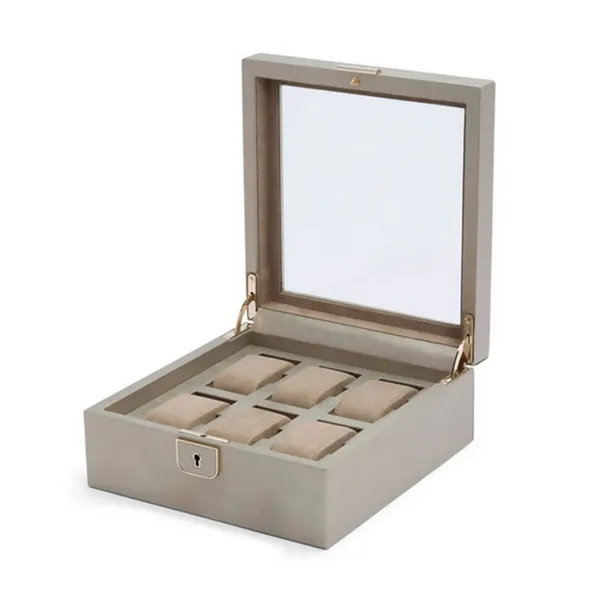 Palermo 6 Piece Watch Box - Pewter Image 2 Baxter's Fine Jewelry Warwick, RI