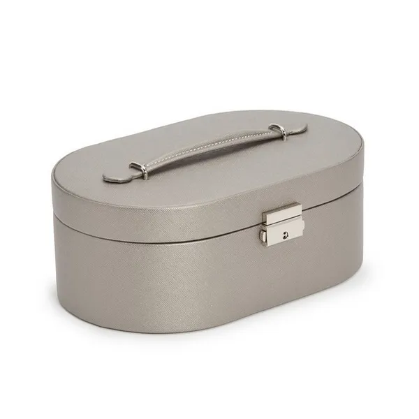 Heritage Oval Jewelry Box - Pewter Saffiano thumb image 1