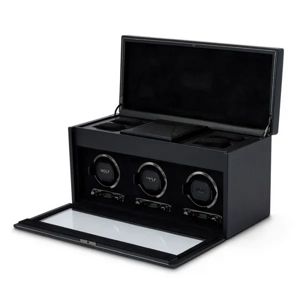 British Racing Triple Watch Winder with Storage Image 2 Baxter's Fine Jewelry Warwick, RI