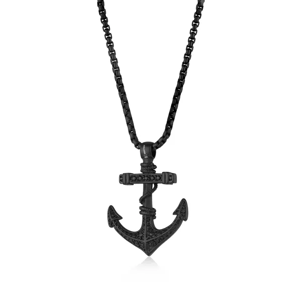 Black Stainless Steel Anchor Necklace Baxter's Fine Jewelry Warwick, RI