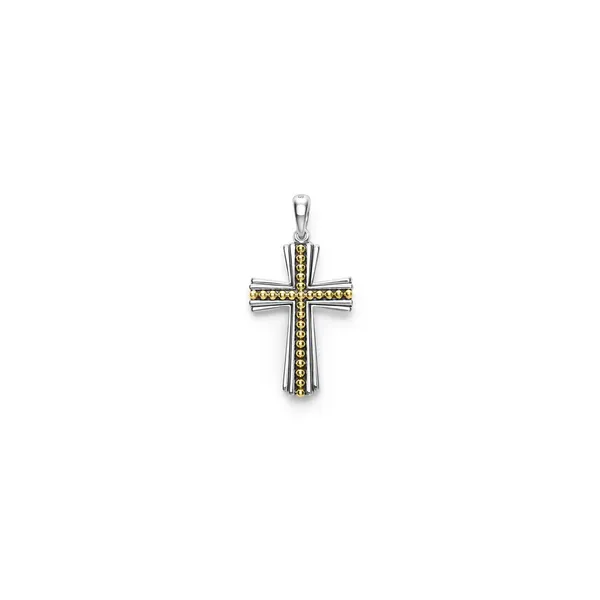 Two-Tone Caviar Beaded Cross Amulet