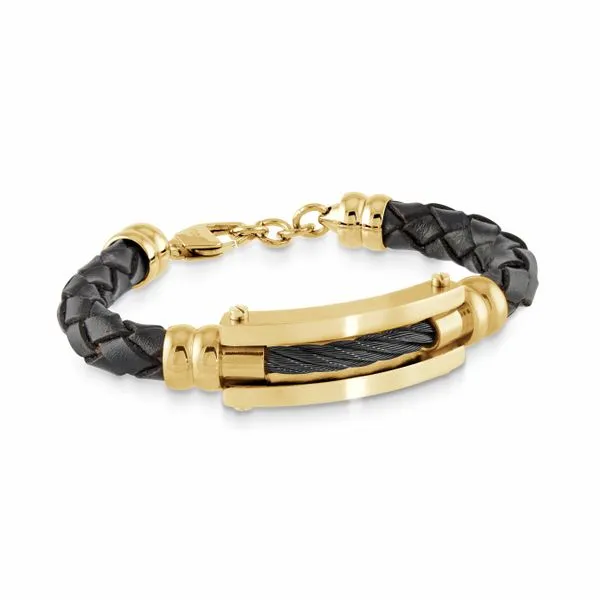 Cable Black Leather Bracelet