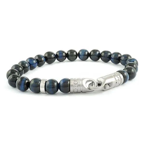 Ugo Blue Tigers Eye Bead Bracelet