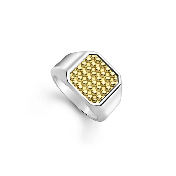 Two-Tone Caviar Beaded Square Ring Baxter's Fine Jewelry Warwick, RI