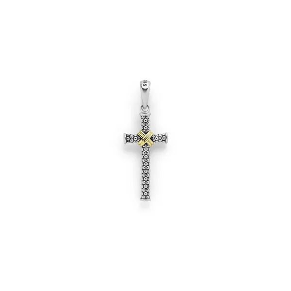Two-Tone Caviar Beaded X Cross Amulet
