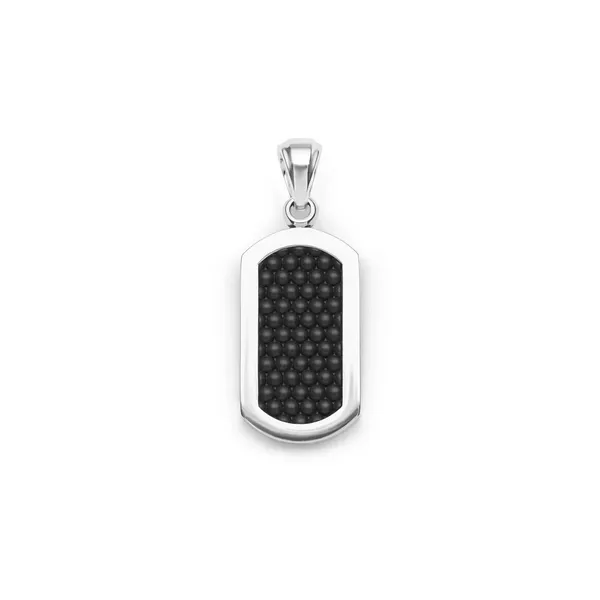 Silver Matte Ceramic Beaded Tag Amulet Baxter's Fine Jewelry Warwick, RI