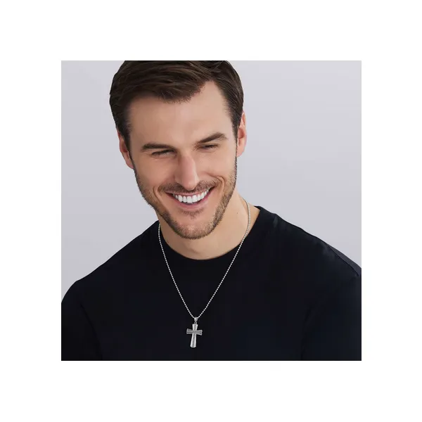 Silver Caviar Beaded Cross Amulet Image 2 Baxter's Fine Jewelry Warwick, RI