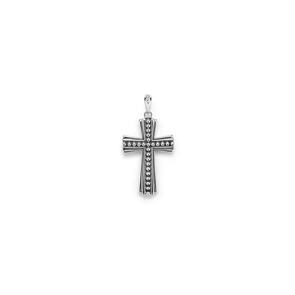 Silver Caviar Beaded Cross Amulet Baxter's Fine Jewelry Warwick, RI