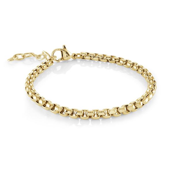 Junior Stainless Steel Gold Plated Round Box Chain Bracelet Baxter's Fine Jewelry Warwick, RI
