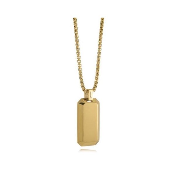Junior Stainless Steel Gold Plated Dogtag Necklace Baxter's Fine Jewelry Warwick, RI