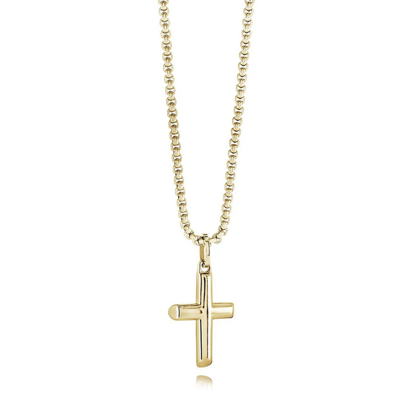Junior Stainless Steel Gold Plated Classic Cross Necklace Baxter's Fine Jewelry Warwick, RI