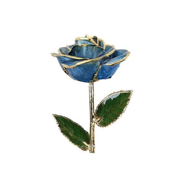Light Blue Real Rose Dipped in 24 Karat Gold Bay Area Diamond Company Green Bay, WI