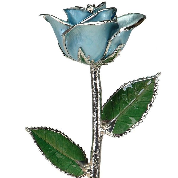 Light Blue Real Rose Dipped in Platinum Bay Area Diamond Company Green Bay, WI