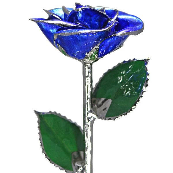 Dark Blue Real Rose Dipped in Platinum Bay Area Diamond Company Green Bay, WI