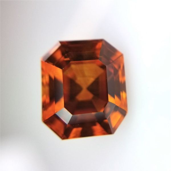 7.70ct Emerald Cut Orange Sapphire Becky Beauchine Kulka Diamonds and Fine Jewelry Okemos, MI