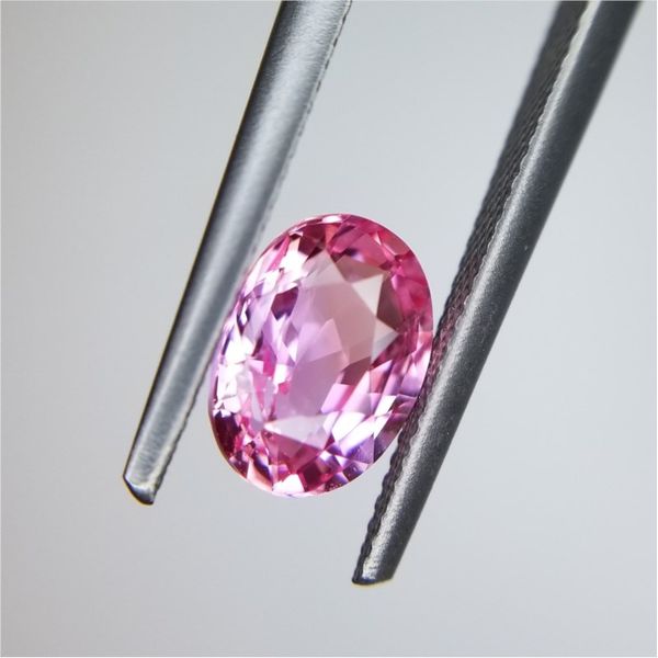 1.27ct Oval Cut Pink Padparadscha Sapphire Becky Beauchine Kulka Diamonds and Fine Jewelry Okemos, MI