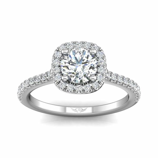 14k White Gold Cushion Halo Engagement Ring by Martin Flyer Image 2 Becky Beauchine Kulka Diamonds and Fine Jewelry Okemos, MI