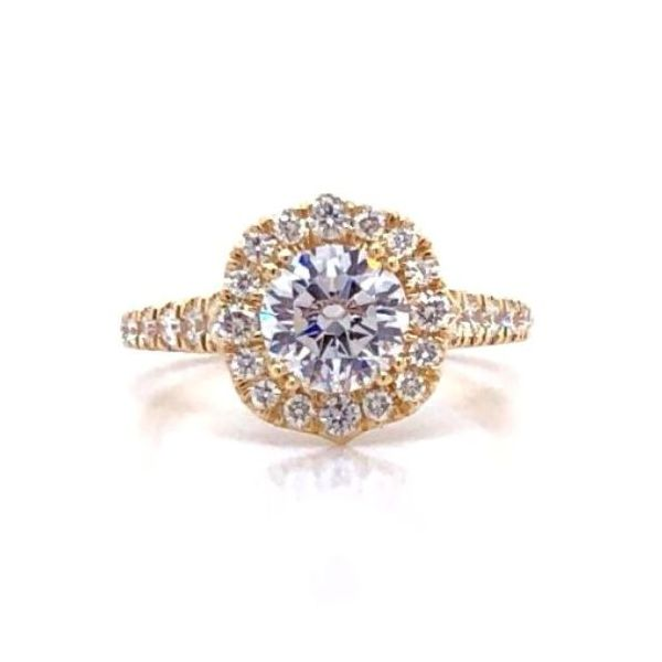 14k Yellow Gold Halo .61cttw Diamond Accented by Martin Flyer Becky Beauchine Kulka Diamonds and Fine Jewelry Okemos, MI