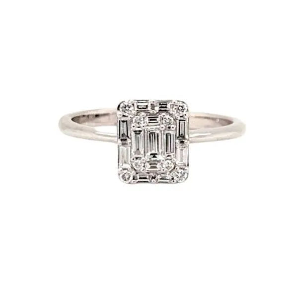 14k White Gold Baguette Cluster Solitaire Becky Beauchine Kulka Diamonds and Fine Jewelry Okemos, MI