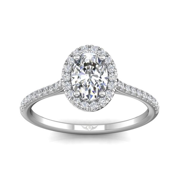Platinum Oval Halo Diamond Engagement Ring Becky Beauchine Kulka Diamonds and Fine Jewelry Okemos, MI
