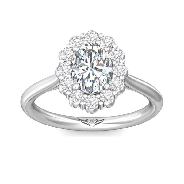 14k White Gold Flower Halo Engagement Ring by Martin Flyer Image 3 Becky Beauchine Kulka Diamonds and Fine Jewelry Okemos, MI