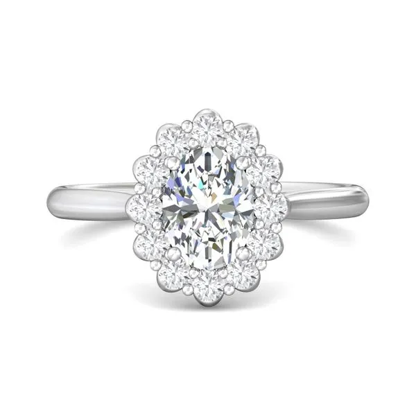 14k White Gold Flower Halo Engagement Ring by Martin Flyer Becky Beauchine Kulka Diamonds and Fine Jewelry Okemos, MI