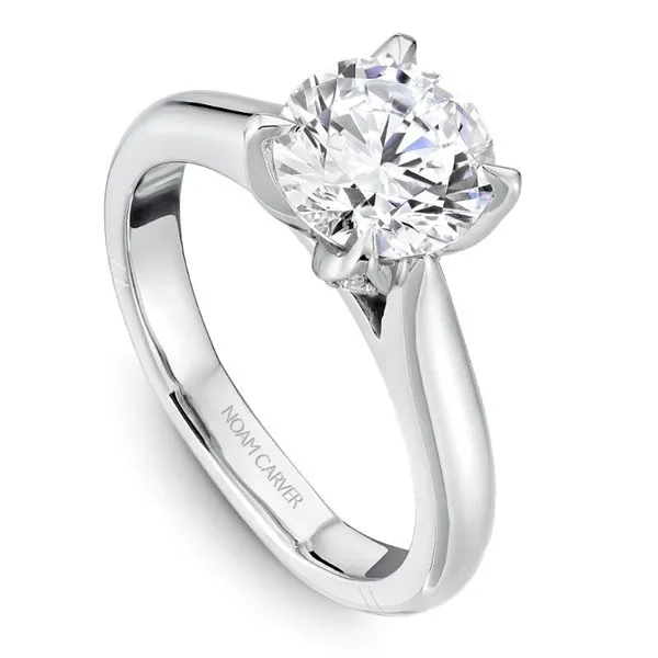 14kt White Gold Tulip Head Solitaire Engagement Ring by N...
