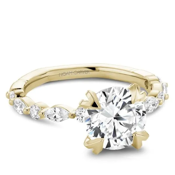 Noam Carver Single Prong Engagement Ring with Marquise Accent Stones Becky Beauchine Kulka Diamonds and Fine Jewelry Okemos, MI