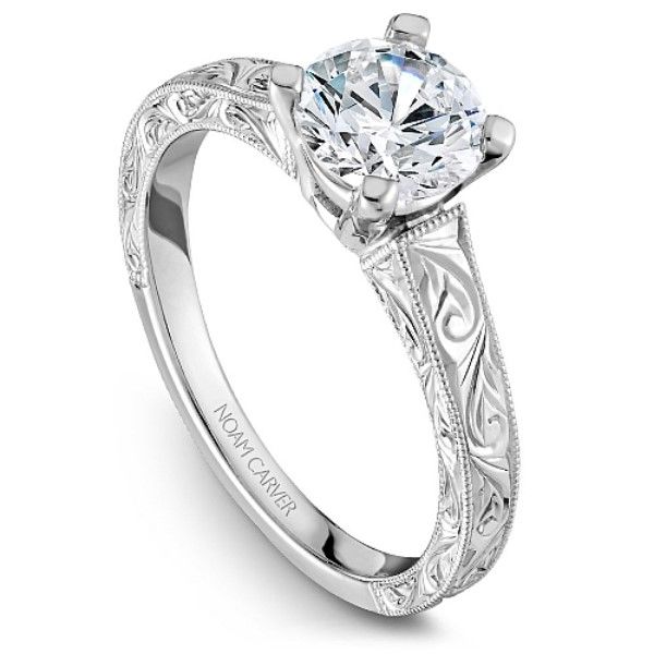 Noam Carver  Split Prong Engagement Ring With Engraving Image 2 Becky Beauchine Kulka Diamonds and Fine Jewelry Okemos, MI