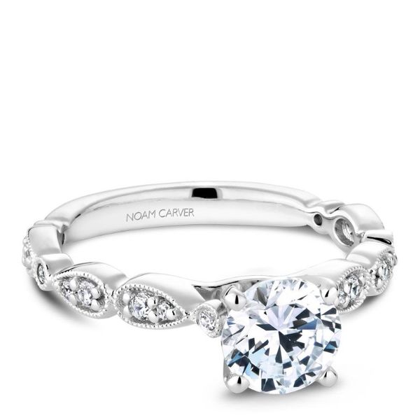 Noam Carver Engagement Ring with Milgrain Band Becky Beauchine Kulka Diamonds and Fine Jewelry Okemos, MI