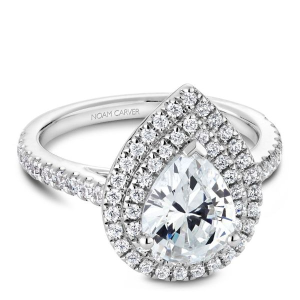 Noam Carver Halo Pear Shaped Engagement Ring Becky Beauchine Kulka Diamonds and Fine Jewelry Okemos, MI