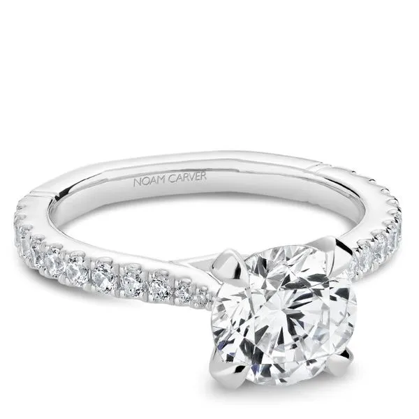 Noam Carver Round Engagement Ring with String of Diamonds Becky Beauchine Kulka Diamonds and Fine Jewelry Okemos, MI