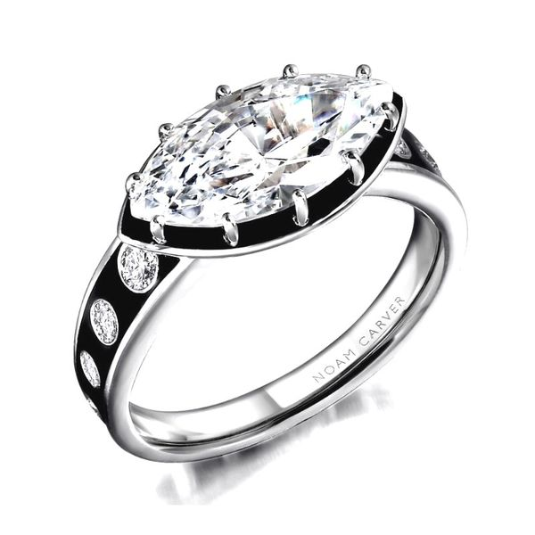 Noam Carver East to West Marquise Engagement Ring with Black Enamel Becky Beauchine Kulka Diamonds and Fine Jewelry Okemos, MI