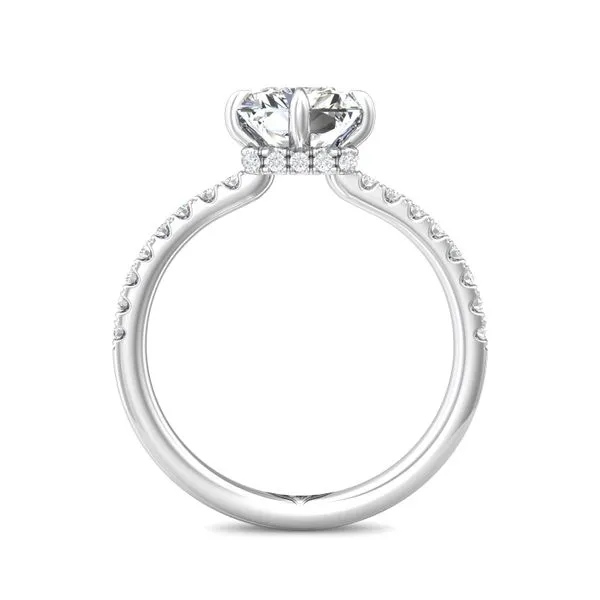 14kt White Gold Micropave Hidden Halo Radiant Cut Engagem...