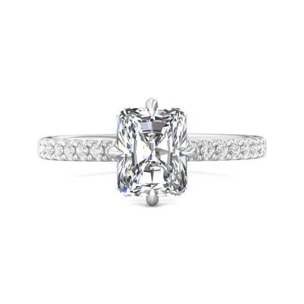 14kt White Gold Micropave Hidden Halo Radiant Cut Engagem...