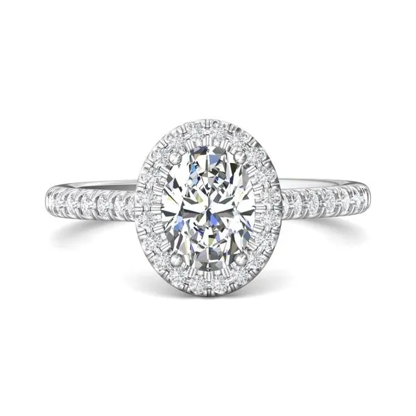 14kt White Gold Oval Halo Diamond Engagement Ring By Mart...