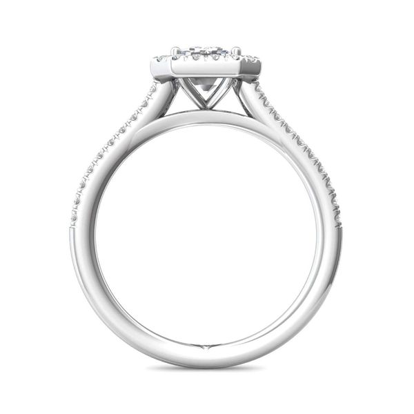14kt White Gold Emerald Cut Halo Diamond Engagement Ring By Martin Flyer Becky Beauchine Kulka Diamonds and Fine Jewelry Okemos, MI