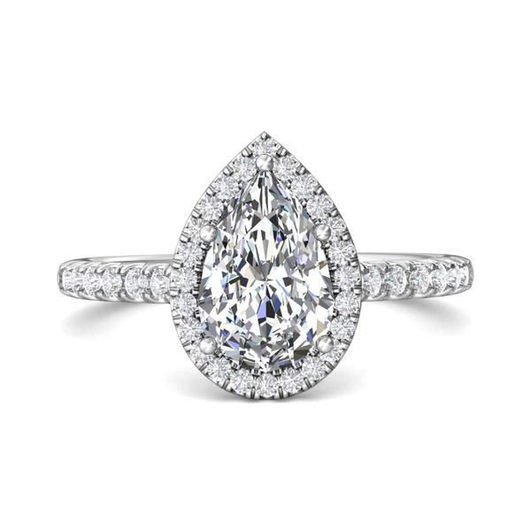 14kt White Gold Halo Pear Cut Diamond Engagement Ring By Martin Flyer Becky Beauchine Kulka Diamonds and Fine Jewelry Okemos, MI