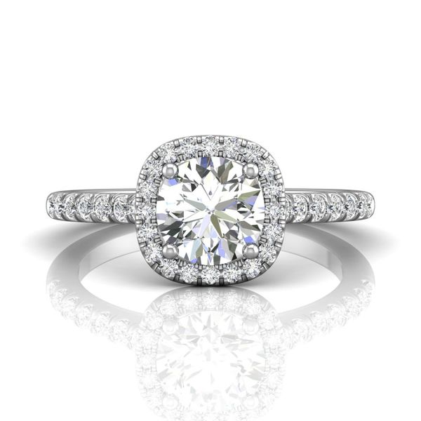 14kt White Gold Cushion Shaped Halo Diamond engagement Ring By Martin Flyer Becky Beauchine Kulka Diamonds and Fine Jewelry Okemos, MI