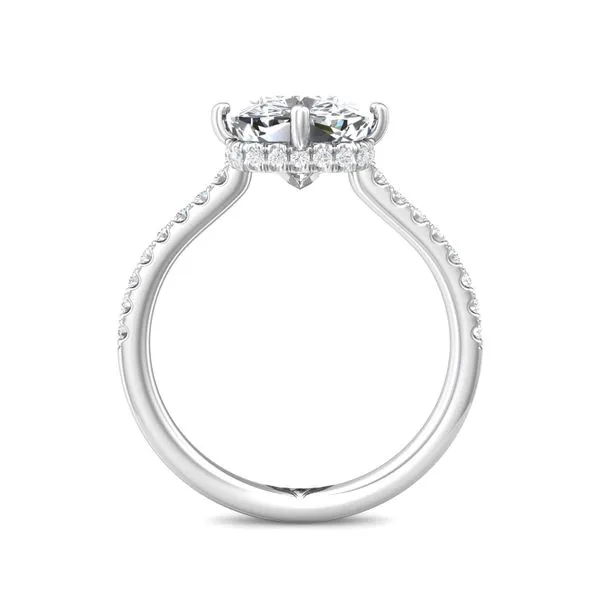 14kt White Gold Hidden Halo Elongated Cushion Diamond Eng...