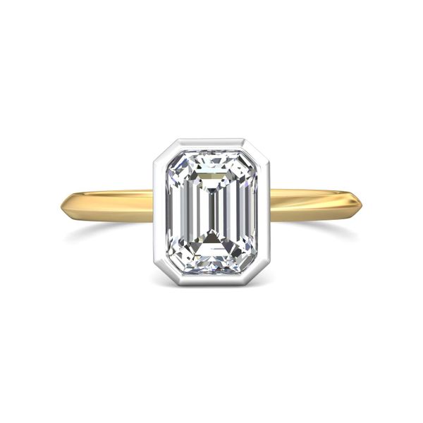14kt Two-Tone Bezel Set Emerald Cut Solitaire Diamond Engagement Ring By Martin Flyer Becky Beauchine Kulka Diamonds and Fine Jewelry Okemos, MI