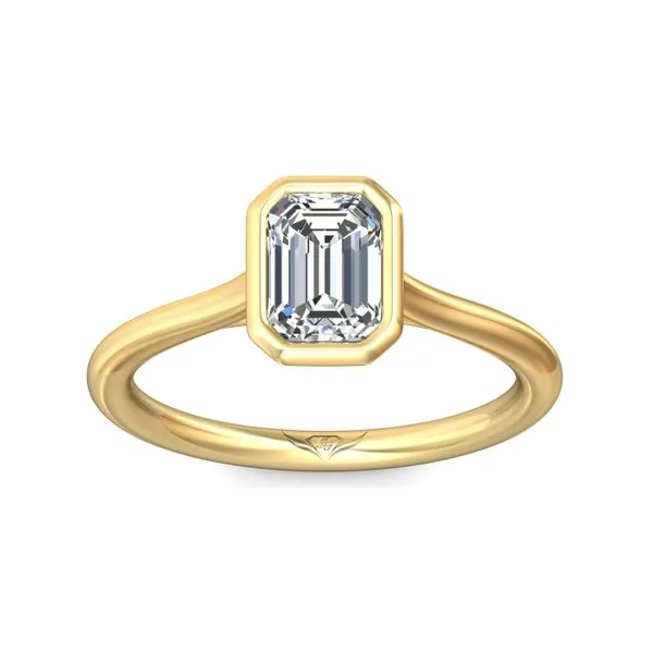 14kt Yellow Gold Bezel Set Emerald Cut Solitaire Diamond Engagement Ring By Martin Flyer Image 2 Becky Beauchine Kulka Diamonds and Fine Jewelry Okemos, MI